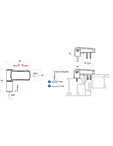 BISAGRA 3D PTA. 85KN PLATA 9006