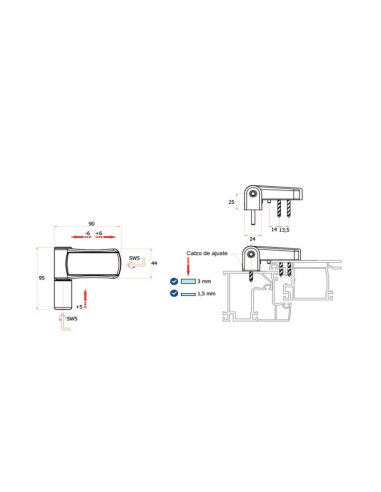 BISAGRA 3D PTA. 85 KG NEGRO 8022