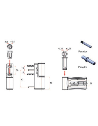 BISAGRA 3D PTA. 85KG MARRON 8019
