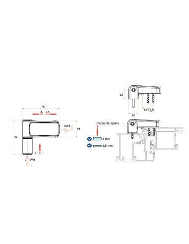 BISAGRA 3D PTA. 85KG MARRON 8019