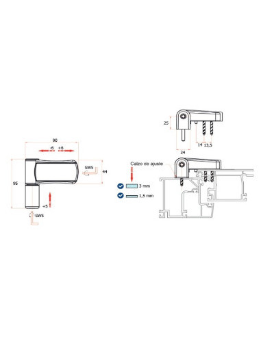 BISAGRA 3D PTA. 85KG NEGRO 9005