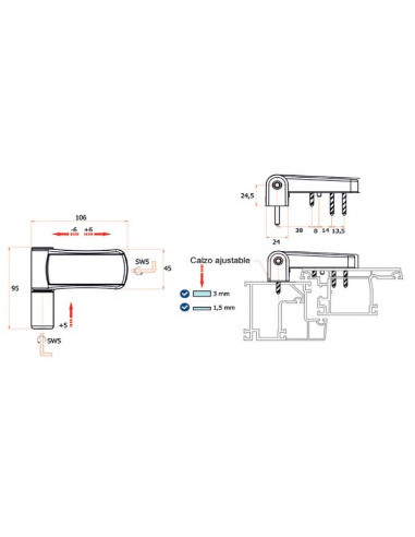 BISAGRA 3D PTA. 125KG BLANCO 9016