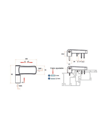 Bisagra 3D Puerta 125 kg Blanco 9016 | Ajuste Preciso y Máxima Resistencia