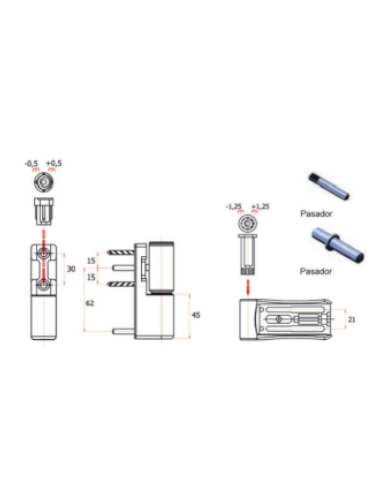 BISAGRA 3D PTA. 125KG PLATA 9006