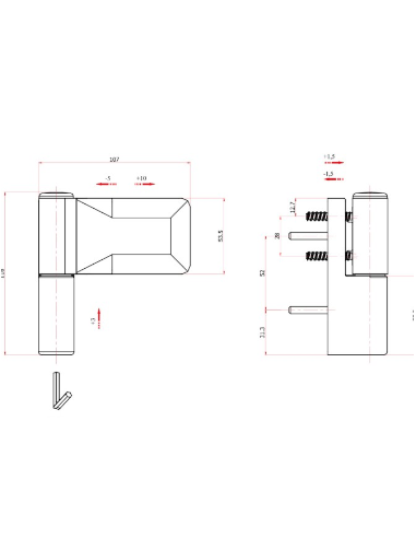 BISAGRA 3D PTA.160KG A.INOX.BLANCO