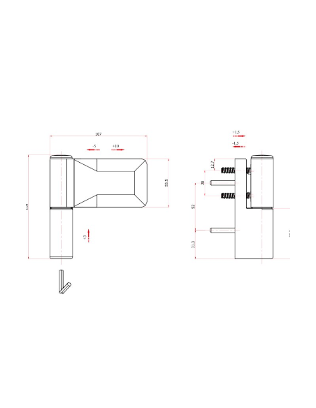 BISAGRA 3D PTA.160KG A.INOX.BLANCO BISAGRA 3D PTA.160KG A.INOX.BLANCO