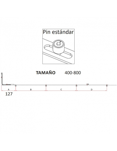 Reenvío Trasero P1401 | Bulón STD 400‑800 mm para Oscilobatiente PVC/Aluminio