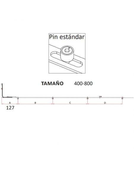 Reenvío Trasero P1401 | Bulón STD 400‑800 mm para Oscilobatiente PVC/Aluminio