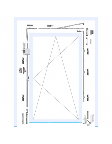 Reenvío Trasero P1405 | Bulón STD 1350‑1850 mm para Oscilobatiente PVC/Aluminio