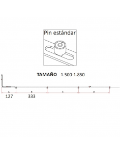 Reenvío Trasero P1405 | Bulón STD 1350‑1850 mm para Oscilobatiente PVC/Aluminio 2