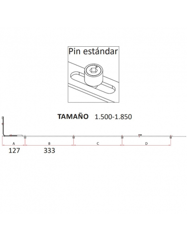 Reenvío Trasero P1405 | Bulón STD 1350‑1850 mm para Oscilobatiente PVC/Aluminio