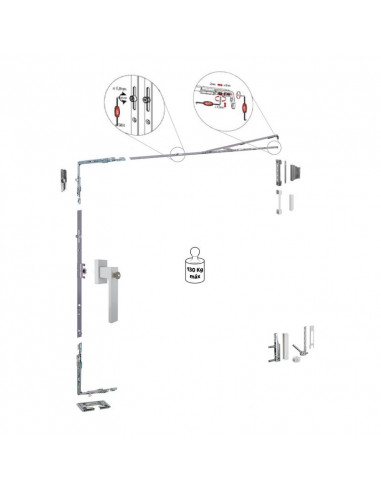 Compás Oscilobatiente Apertura Lógica 995–1200 mm | Hausen P1115 | PVC y Aluminio