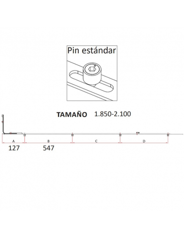 Reenvío Trasero P1406 | Bulón STD 1850‑2100 mm para Oscilobatiente PVC/Aluminio