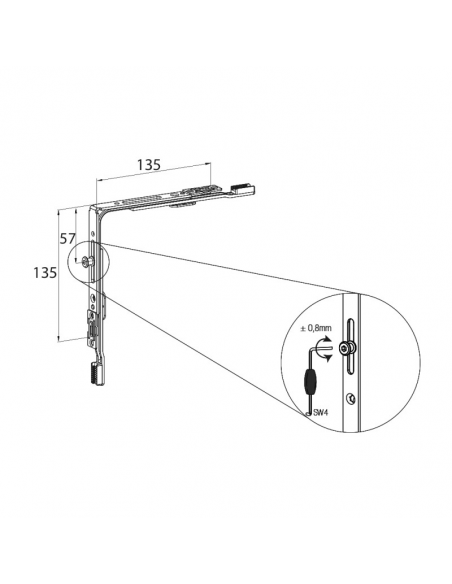 Ángulo de cambio HAUSEN P1051 – Reenvío para ventanas PVC y aluminio
