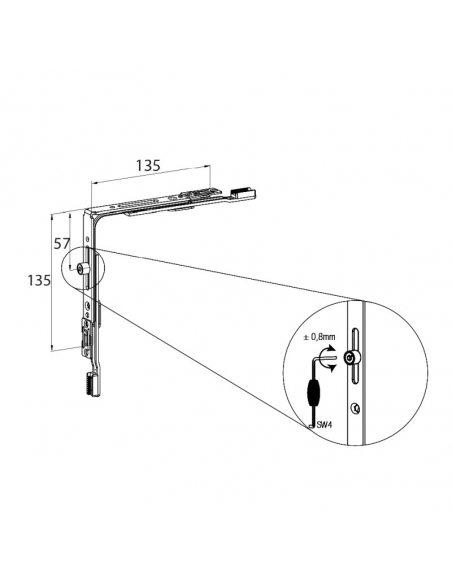 Ángulo de cambio HAUSEN P1050 – Reenvío para ventanas PVC y aluminio
