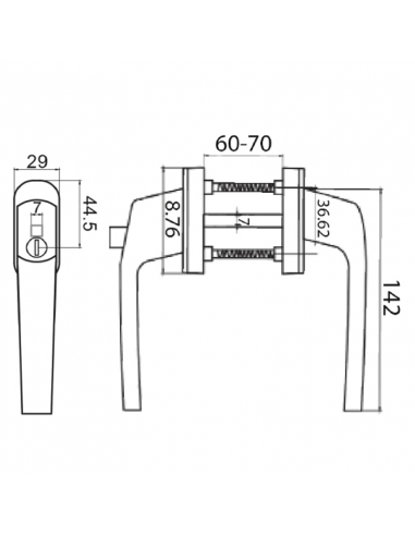 MANILLA DANUBIO DOBLE CON LLAVE NEGRO 9005