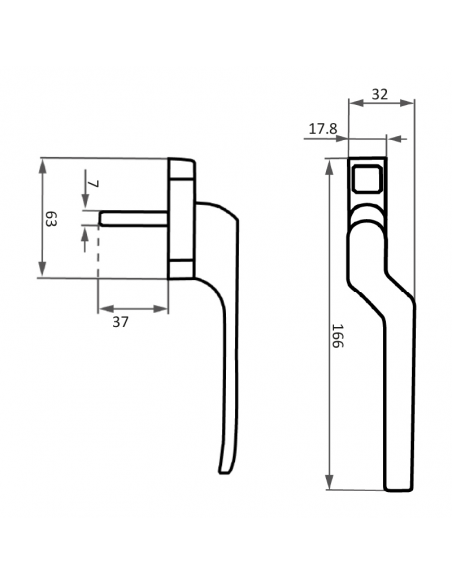Manilla Desplazada Tamesis Izquierda Negro 9005 - Resistente