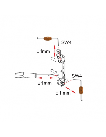 Bisagra atornillada inferior activa en marco