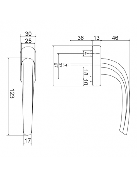Manilla Ebro Aluminio Marrón RAL 8019 | Resistente para Ventanas