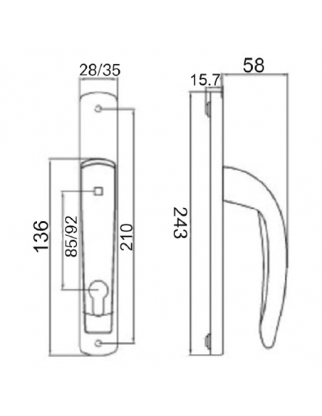 MANILLA ESCUDO LARGO BALTICO 85/28 MARRON + BOC. PERA