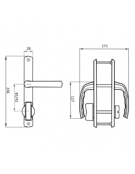 MANILLA ESCUDO LARGO BALTICO 28MM MARRON + MULETILLA