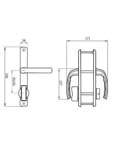 MANILLA ESCUDO LARGO BALTICO 28MM NEGRO 8022 + MULETILLA
