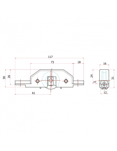 RODAMIENTO CORREDERA P/PVC GRANDE BRONCE