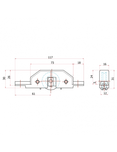 RODAMIENTO CORREDERA P/PVC GRANDE BRONCE
