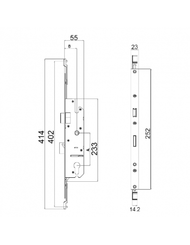 CERRADURA 1P ALUMINIO CON CONEXIONES 85/35