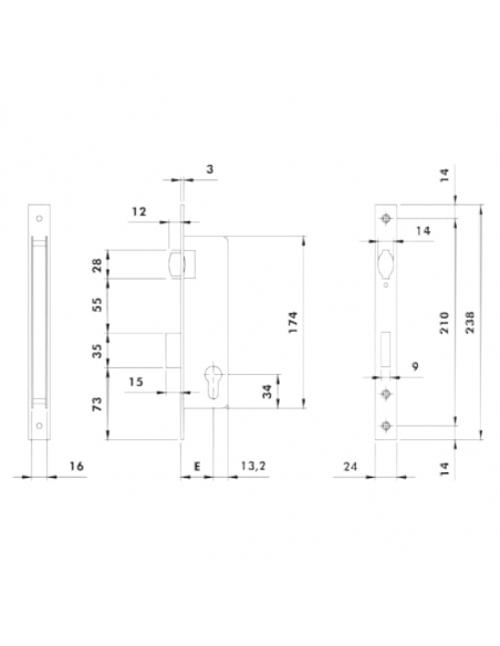 Cerradura Leva Corta 33 mm MARK | Sistema Deslizante