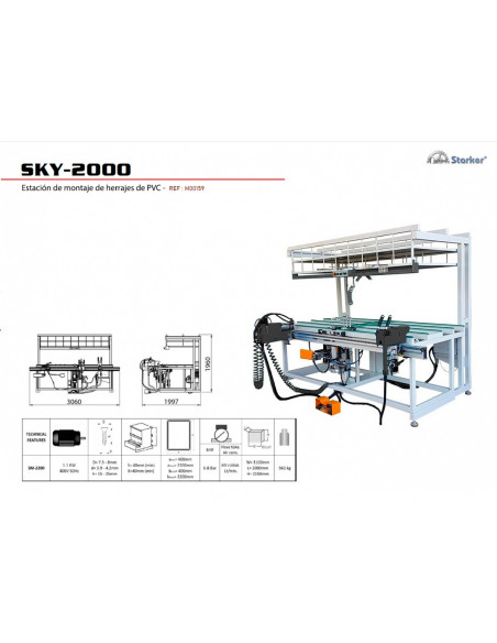 SKY-2000 | Estación de Montaje de Herrajes para Ventanas de PVC