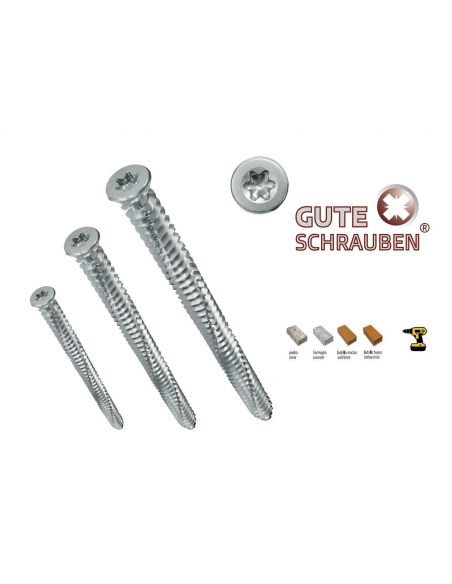 Tornillo Hormigón Gute Schrauben 7,5X112 Diferentes tamaños Tornillo Hormigón Gute Schrauben 7,5X112 Diferentes tamaños