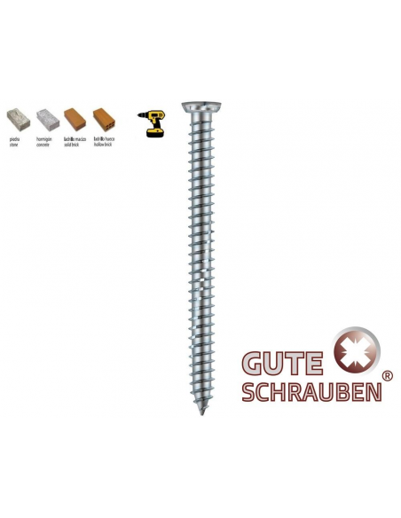 Tornillo Hormigón Gute Schrauben Vista cercana de la rosca optimizada anti cam-o Tornillo Hormigón Gute Schrauben Vista cercana de la rosca optimizada anti cam-o