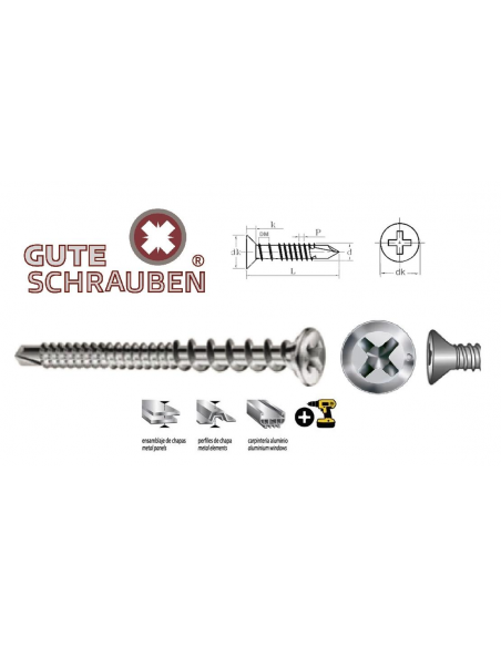 Tornillo Gute Schrauben Doble rosca 4,2 x3.5 x19 Diagrama Tornillo Gute Schrauben Doble rosca 4,2 x3.5 x19 Diagrama