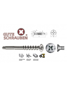 Tornillo Gute Schrauben Doble rosca 4,2 x3.5 x19, utilizado como refuerzo 2