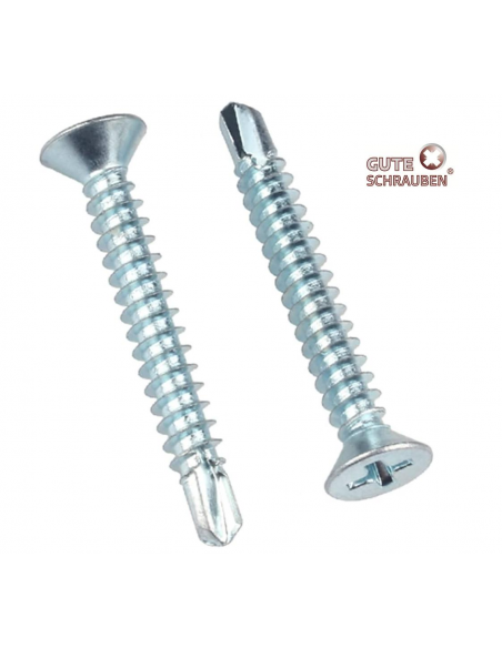 Tornillo Gute Schrauben 3,9X19 Cabeza Oval/Avellanada, Zincado, Autoperfora Tornillo Gute Schrauben 3,9X19 Cabeza Oval/Avellanada, Zincado, Autoperfora