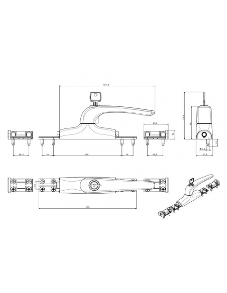 Cremona Lothus con llave 1871 Blanco- Dimensiones