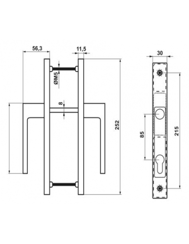 Juego Manilla Corvair Escudo 30/85 Plata 9006 Esquema Técnico