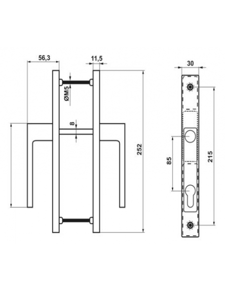 Juego Manilla Corvair Escudo 30/85 Plata 9006 Esquema Técnico