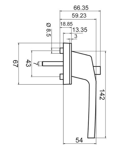 manilla danubio con llave - esquema técnica
