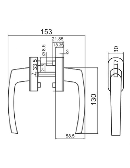 Manilla Danubio Doble Blanco 9016 Esquema Técnico
