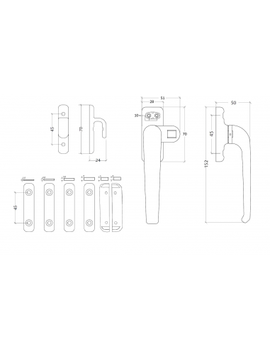 Cierre Presión Venecia Izquierda Negro 9005    Esquema Tecnico