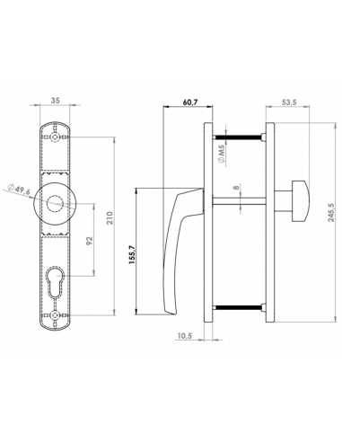 Manilla Meditarraneo + Pomo - Vista Esquema Tecnico