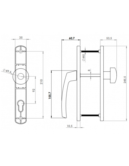 Manilla Meditarraneo + Pomo - Vista Esquema Tecnico