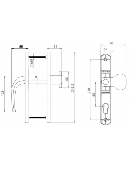 Manilla Adriatico Escudo + Asa Exterior Esquema Tecnico