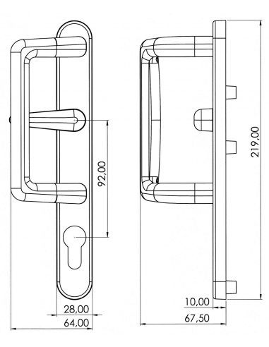Esquema Tecnico - Asa Capri Interior con Accion Multipunto y Bocallave
