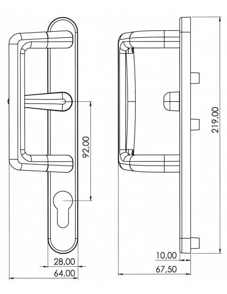 Esquema Tecnico - Asa Capri Interior con Accion Multipunto y Bocallave