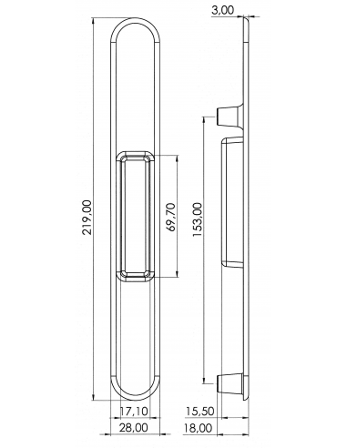 Esquema tecnico - Uñero Capri Largo Exterior Blanco
