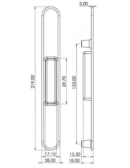 Esquema tecnico - Uñero Capri Largo Exterior Blanco