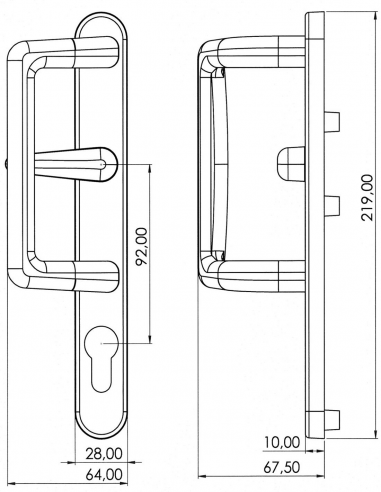 Esquema Tecnico - Asa Capri Interior con Accion Multipunto y Bocallave
